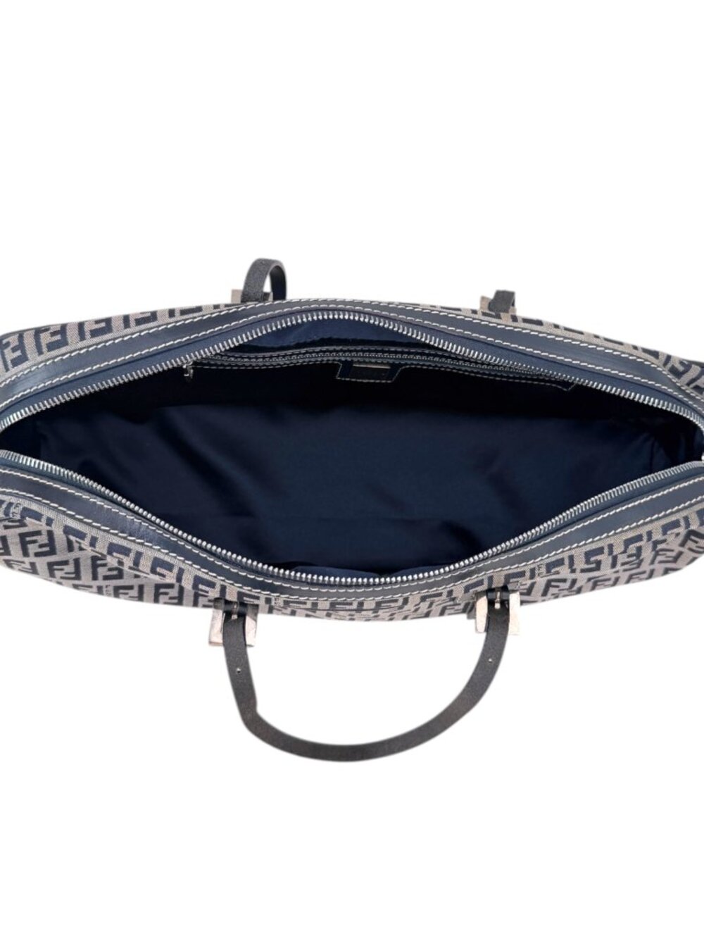 Fendi Navy Blue East West FF Zucchino Canvas Bag - Picture 6 of 14